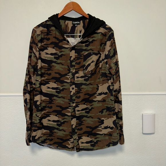 Carbon Camouflage Women’s Men’s Unisex Hooded Button Down jacket Shirt XL - Picture 7 of 8